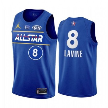 Men's 2021 All-Star Bulls #8 Zach LaVine Blue Eastern Conference Stitched NBA Jersey Men's 2021 All-Star Bulls #8 Zach LaVine Blue Eastern Conference Stitched NBA Jersey
