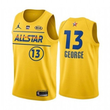 Men's 2021 All-Star Clippers #13 Paul George Yellow Western Conference Stitched NBA Jersey Men's 2021 All-Star Clippers #13 Paul George Yellow Western Conference Stitched NBA Jersey