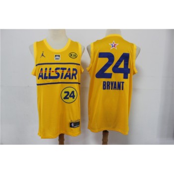 Men's 2021 All-Star Lakers #24 Kobe Bryant Yellow Western Conference Stitched NBA Jersey Men's 2021 All-Star Lakers #24 Kobe Bryant Yellow Western Conference Stitched NBA Jersey