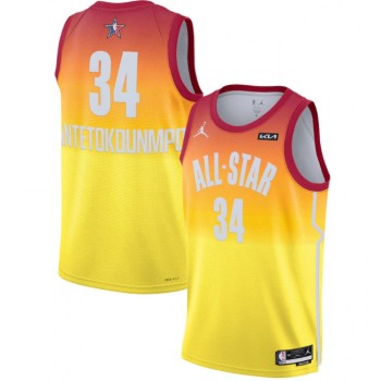 Men's 2023 All-Star #34 Giannis Antetokounmpo Orange Game Swingman Stitched Basketball Jersey Men's 2023 All-Star #34 Giannis Antetokounmpo Orange Game Swingman Stitched Basketball Jersey
