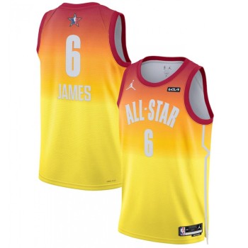 Men's 2023 All-Star #6 LeBron James Orange Game Swingman Stitched Basketball Jersey Men's 2023 All-Star #6 LeBron James Orange Game Swingman Stitched Basketball Jersey