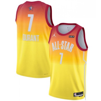 Men's 2023 All-Star #7 Kevin Durant Orange Game Swingman Stitched Basketball Jersey