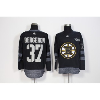 Men's Boston Bruins #37 Patrice Bergeron Black 1917-2017 100th Anniversary Stitched NHL Jersey