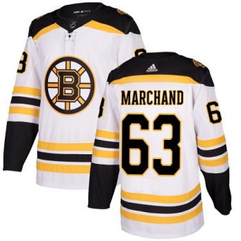 Men's Boston Bruins #63 Brad Marchand White Stitched NHL Jersey