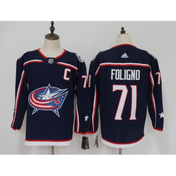 Men's Columbus Blue Jackets #71 Nick Foligno Navy Stitched NHL Jersey Men's Columbus Blue Jackets #71 Nick Foligno Navy Stitched NHL Jersey