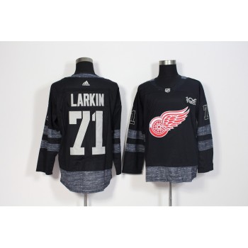Men's Detroit Red Wings #71 Dylan Larkin Black 1917-2017 100th Anniversary Stitched NHL Jersey Men's Detroit Red Wings #71 Dylan Larkin Black 1917-2017 100th Anniversary Stitched NHL Jersey