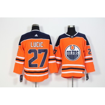 Men's Edmonton Oilers #27 Milan Lucic Orange Stitched NHL Jersey