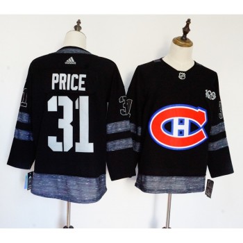Men's Montreal Canadiens #31 Carey Price Black 1917-2017 100th Anniversary Stitched NHL Jersey