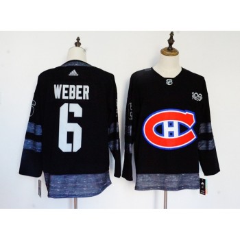 Men's Montreal Canadiens #6 Shea Weber Black 1917-2017 100th Anniversary Stitched NHL Jersey
