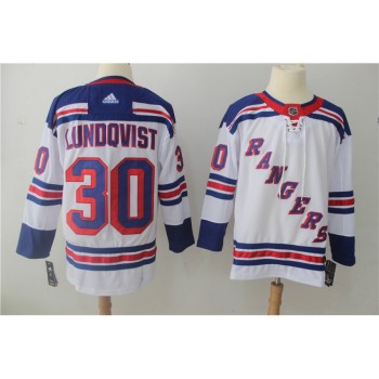 Men's New York Rangers #30 Henrik Lundqvist White Stitched NHL Jersey