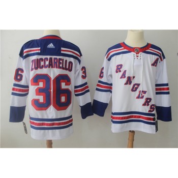 Men's New York Rangers #36 Mats Zuccarello White Stitched NHL Jersey