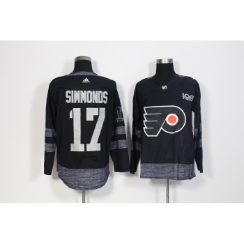 Men's Philadelphia Flyers #17 Wayne Simmonds Black 1917-2017 100th Anniversary Stitched NHL Jersey