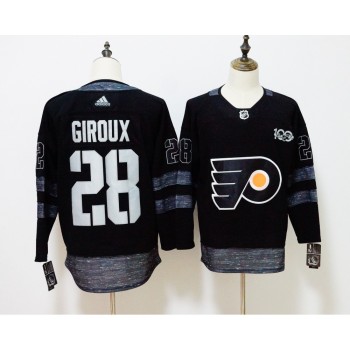 Men's Philadelphia Flyers #28 Claude Giroux Black 1917-2017 100th Anniversary Stitched NHL Jersey