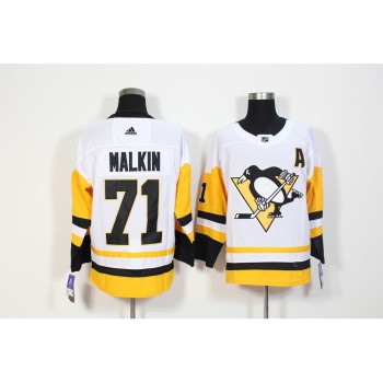 Men's Pittsburgh Penguins #71 Evgeni Malkin White Stitched NHL Jersey