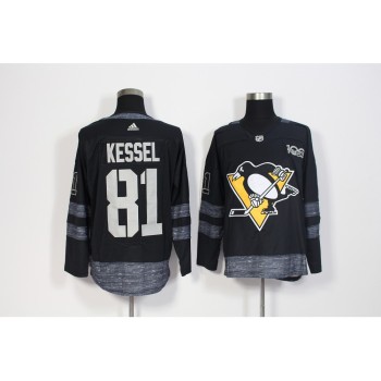 Men's Pittsburgh Penguins #81 Phil Kessel Black 1917-2017 100th Anniversary Stitched NHL Jersey