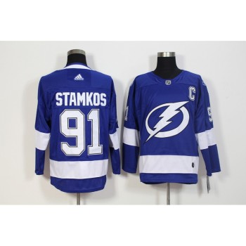 Men's Tampa Bay Lightning #91 Steven Stamkos Blue Stitched NHL Jersey Men's Tampa Bay Lightning #91 Steven Stamkos Blue Stitched NHL Jersey