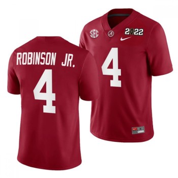Men's Alabama Crimson Tide #4 Brian Robinson Jr. 2022 Patch Red College Football Stitched Jersey Men's Alabama Crimson Tide #4 Brian Robinson Jr. 2022 Patch Red College Football Stitched Jersey