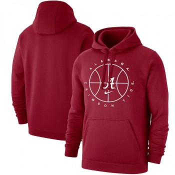 Men's Alabama Crimson Tide Red Basketball Icon Club Fleece Pullover Hoodie Men's Alabama Crimson Tide Red Basketball Icon Club Fleece Pullover Hoodie