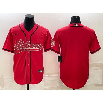 Men's Alabama Crimson Tide Red With Patch Cool Base Stitched Baseball Jersey Men's Alabama Crimson Tide Red With Patch Cool Base Stitched Baseball Jersey