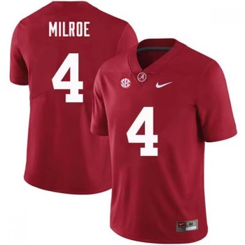 Men's Alabama Crimson Tide #4 Jalen Milroe Red Stitched Football Jersey Men's Alabama Crimson Tide #4 Jalen Milroe Red Stitched Football Jersey