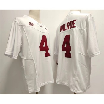 Men's Alabama Crimson Tide #4 Jalen Milroe White Stitched Football Jersey Men's Alabama Crimson Tide #4 Jalen Milroe White Stitched Football Jersey