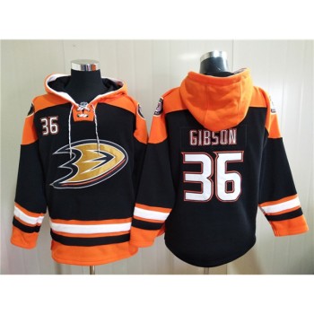 Men's Anaheim Ducks #36 John Gibson Black Ageless Must-Have Lace-Up Pullover Hoodie Men's Anaheim Ducks #36 John Gibson Black Ageless Must-Have Lace-Up Pullover Hoodie