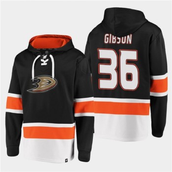 Men's Anaheim Ducks #36 John Gibson Black Ageless Must-Have Lace-Up Pullover Hoodie Men's Anaheim Ducks #36 John Gibson Black Ageless Must-Have Lace-Up Pullover Hoodie