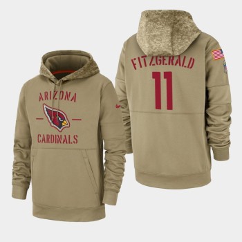 Men's Arizona Cardinals #11 Larry Fitzgerald Tan 2019 Salute to Service Sideline Therma Pullover Hoodie Men's Arizona Cardinals #11 Larry Fitzgerald Tan 2019 Salute to Service Sideline Therma Pullover Hoodie