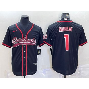 Men's Arizona Cardinals #1 Kyler Murray Black With Patch Cool Base Stitched Baseball Jersey Men's Arizona Cardinals #1 Kyler Murray Black With Patch Cool Base Stitched Baseball Jersey