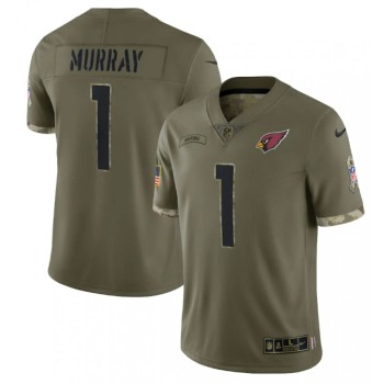 Men's Arizona Cardinals #1 Kyler Murray Olive 2022 Salute To Service Limited Stitched Jersey Men's Arizona Cardinals #1 Kyler Murray Olive 2022 Salute To Service Limited Stitched Jersey
