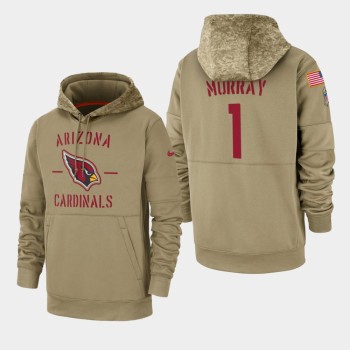 Men's Arizona Cardinals #1 Kyler Murray Tan 2019 Salute to Service Sideline Therma Pullover Hoodie Men's Arizona Cardinals #1 Kyler Murray Tan 2019 Salute to Service Sideline Therma Pullover Hoodie