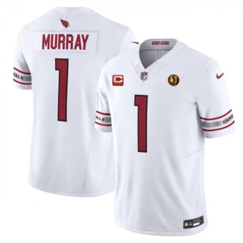 Men's Arizona Cardinals #1 Kyler Murray White 2023 F.U.S.E. With 4-Star C Patch And With John Madden Patch Vapor Limited Stitched Football Jersey Men's Arizona Cardinals #1 Kyler Murray White 2023 F.U.S.E. With 4-Star C Patch And With John Madden Patch Vapor Limited Stitched Football Jersey