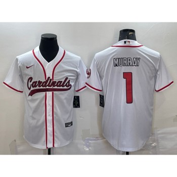 Men's Arizona Cardinals #1 Kyler Murray White With Patch Cool Base Stitched Baseball Jersey Men's Arizona Cardinals #1 Kyler Murray White With Patch Cool Base Stitched Baseball Jersey