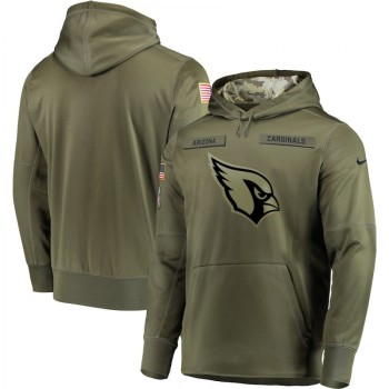 Men's Arizona Cardinals 2018 Olive Salute to Service Sideline Therma Performance Pullover Stitched NFL Hoodie Men's Arizona Cardinals 2018 Olive Salute to Service Sideline Therma Performance Pullover Stitched NFL Hoodie