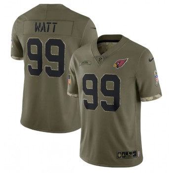Men's Arizona Cardinals #99 J.J. Watt Olive 2022 Salute To Service Limited Stitched Jersey Men's Arizona Cardinals #99 J.J. Watt Olive 2022 Salute To Service Limited Stitched Jersey