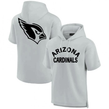 Men's Arizona Cardinals Gray Super Soft Fleece Short Sleeve Hoodie Men's Arizona Cardinals Gray Super Soft Fleece Short Sleeve Hoodie