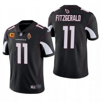 Men's Arizona Cardinals #11 Larry Fitzgerald Black With C Patch & Walter Payton Patch Limited Stitched Jersey Men's Arizona Cardinals #11 Larry Fitzgerald Black With C Patch & Walter Payton Patch Limited Stitched Jersey