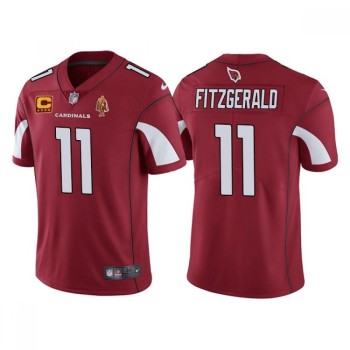 Men's Arizona Cardinals #11 Larry Fitzgerald Red With C Patch & Walter Payton Patch Limited Stitched Jersey Men's Arizona Cardinals #11 Larry Fitzgerald Red With C Patch & Walter Payton Patch Limited Stitched Jersey