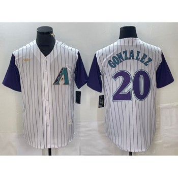 Men's Arizona Diamondbacks #20 Luis Gonzalez White Throwback Cool Base Stitched Baseball Jersey Men's Arizona Diamondbacks #20 Luis Gonzalez White Throwback Cool Base Stitched Baseball Jersey