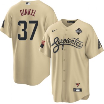 Men's Arizona Diamondbacks #37 Kevin Ginkel Cream 2023 World Series City Connect Cool Base Stitched Baseball Jersey Men's Arizona Diamondbacks #37 Kevin Ginkel Cream 2023 World Series City Connect Cool Base Stitched Baseball Jersey