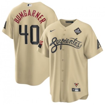 Men's Arizona Diamondbacks #40 Madison Bumgarner Cream 2023 World Series City Connect Cool Base Stitched Baseball Jersey Men's Arizona Diamondbacks #40 Madison Bumgarner Cream 2023 World Series City Connect Cool Base Stitched Baseball Jersey