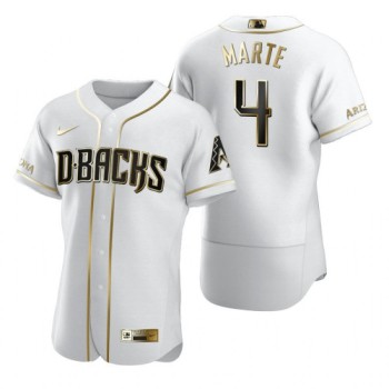 Men's Arizona Diamondbacks #4 Ketel Marte 2020 White Golden Flex Base Stitched MLB Jersey Men's Arizona Diamondbacks #4 Ketel Marte 2020 White Golden Flex Base Stitched MLB Jersey