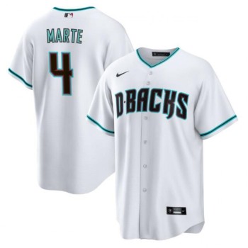 Men's Arizona Diamondbacks #4 Ketel Marte White Cool Base Stitched Baseball Jersey Men's Arizona Diamondbacks #4 Ketel Marte White Cool Base Stitched Baseball Jersey