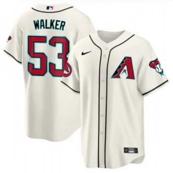Men's Arizona Diamondbacks #53 Christian Walker 2023/24 Cream Cool Base Stitched Baseball Jersey Men's Arizona Diamondbacks #53 Christian Walker 2023/24 Cream Cool Base Stitched Baseball Jersey