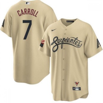 Men's Arizona Diamondbacks #7 Corbin Carroll 2021 Cream City Connect Cool Base Stitched Jersey Men's Arizona Diamondbacks #7 Corbin Carroll 2021 Cream City Connect Cool Base Stitched Jersey