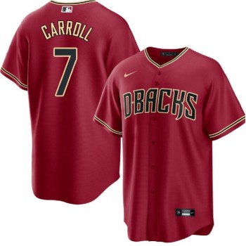 Men's Arizona Diamondbacks #7 Corbin Carroll Red Cool Base Stitched Baseball Jersey Men's Arizona Diamondbacks #7 Corbin Carroll Red Cool Base Stitched Baseball Jersey