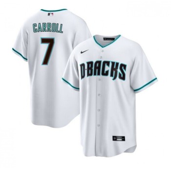 Men's Arizona Diamondbacks #7 Corbin Carroll White Cool Base Stitched Baseball Jersey Men's Arizona Diamondbacks #7 Corbin Carroll White Cool Base Stitched Baseball Jersey