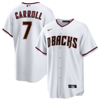 Men's Arizona Diamondbacks #7 Corbin Carroll White Cool Base Stitched Baseball Jersey Men's Arizona Diamondbacks #7 Corbin Carroll White Cool Base Stitched Baseball Jersey