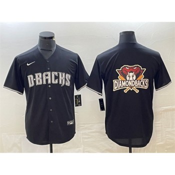 Men's Arizona Diamondbacks Black Team Big Logo Cool Base Stitched Baseball Jersey Men's Arizona Diamondbacks Black Team Big Logo Cool Base Stitched Baseball Jersey