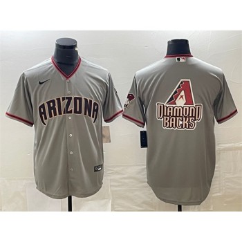 Men's Arizona Diamondbacks Grey Team Big Logo Cool Base Stitched Baseball Jersey Men's Arizona Diamondbacks Grey Team Big Logo Cool Base Stitched Baseball Jersey